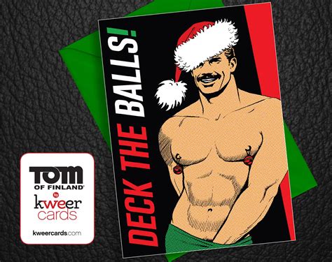 Tom Of Finland Gay Christmas Card Deck The Balls Print Etsy