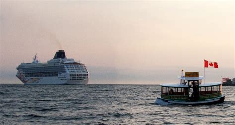 A Victoria Harbour Ferry And A Cruise Ship Victoria Bc Victoria