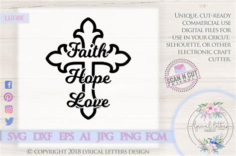 Faith Hope Love Cross Svg Dxf Fcm Ll038e