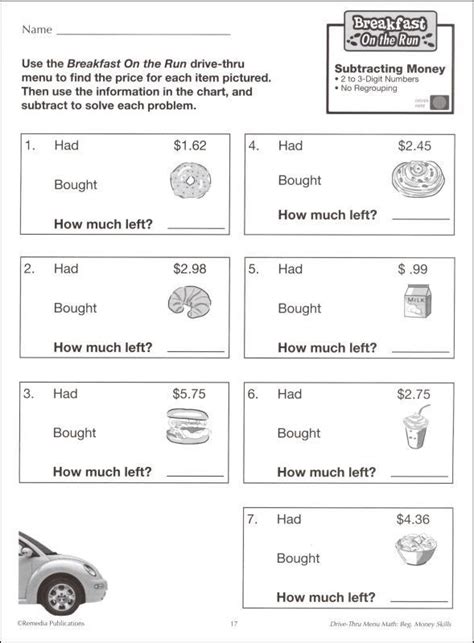 Math worksheets for teachers in elementary, middle school, kindergarten & preschool. Restaurant Menu Math Worksheets Menus to Practice Math ...
