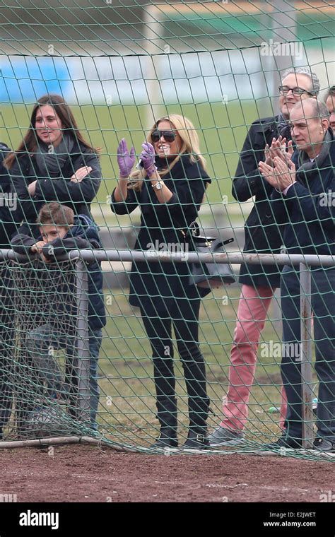 Sylvie Van Der Vaart At A Soccer Match With Her Son Damian Where