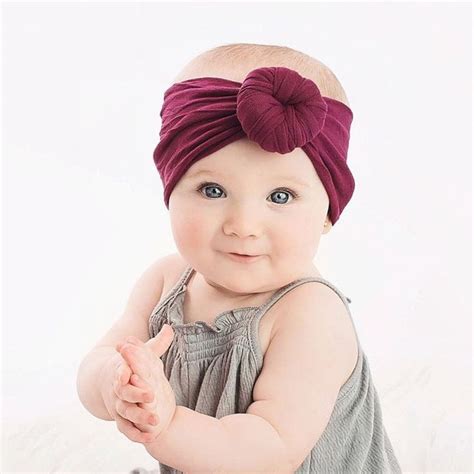 Cute Baby Round Knot Elastic Headband Blu Bambina Baby Turban