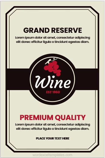 Custom Design Wine Label Templates Word And Excel Templates