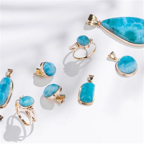 Larimar Stone Jewelry Set In 14k Gold Jewelry Showcases Jewelry Set
