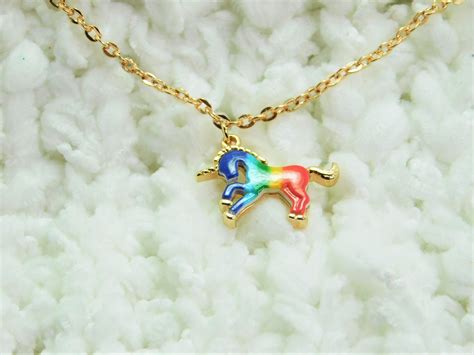 Unicornios Cadena De Oro Rosa Collar Regalo Para Niños O Etsy España