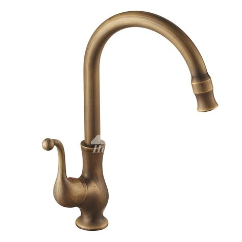 Avola brass spring kitchen faucet. Antique Brass Single Handle Gooseneck Kitchen Faucet ...