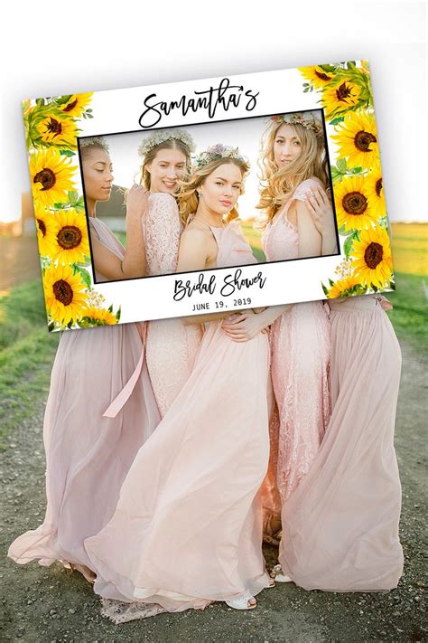 personalized bridal shower photo booth frame sunflower bridal etsy