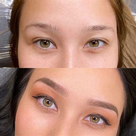 Powder Brows Before And After Pictures Ombre Eyebrows Permanent