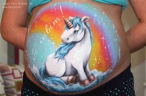 Belly Painting Pregnant Little Baby Unicorn Belly Painting