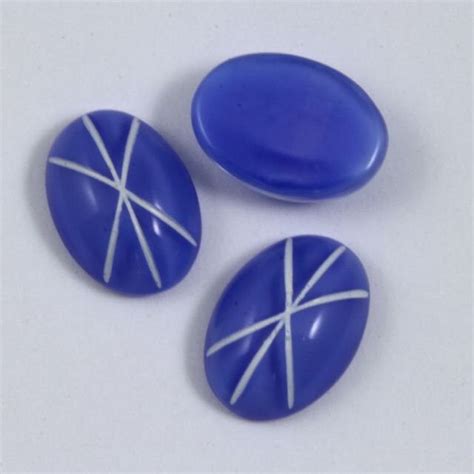 10mm X 14mm Opal Blue Oval Cabochon With Faux Asterism Etsy Oval