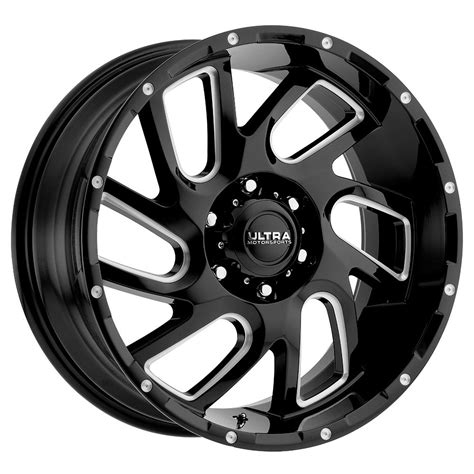 Ultra Wheels 221 Carnage Gloss Black W Cnc Milled Accents And Clear