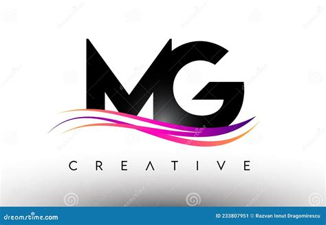 MG Logo Letter Design Icon MG Letters With Colorful Creative Swoosh Lines Stock Vector