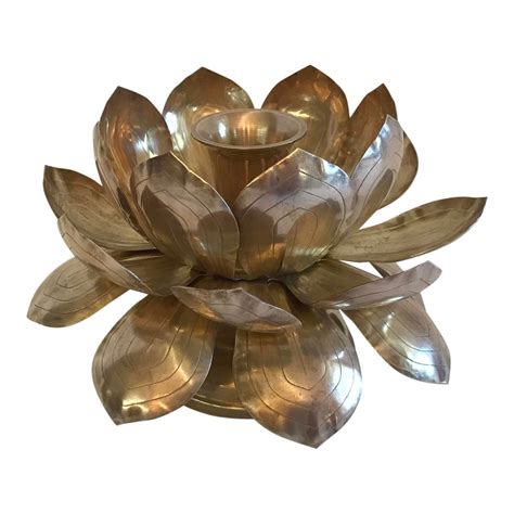 Vintage Brass Lotus Flower Shaped Candle Holder Chairish