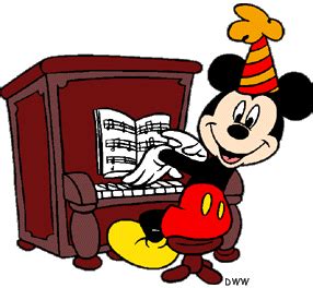 Mickey playing on the piano for his friends at his birthday party
