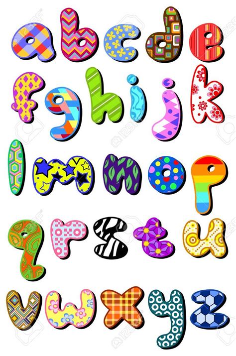 Colorful Patterned Lower Case Alphabet Set Huruf Belajar Pendidikan