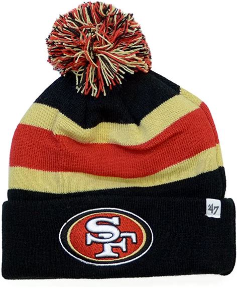 San Francisco 49ers Black Cuff Breakaway Beanie Hat With Pom Nfl Sf