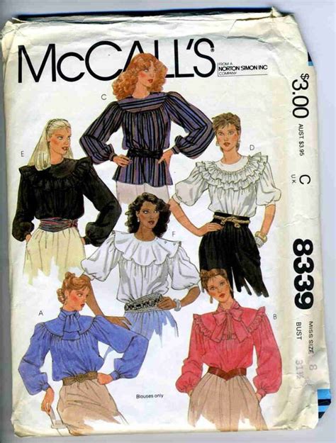 Items Similar To Vintage Mccalls 8339 Uncut Blouse Pattern Size Miss 8