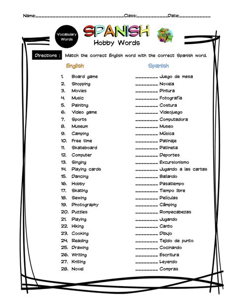Spanish Measuring Vocabulary Word List Worksheet And Answer Key Made By Teachers