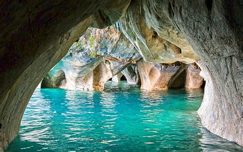 Hd Wallpaper Nature Landscape Cave Chile Lake Turquoise Water