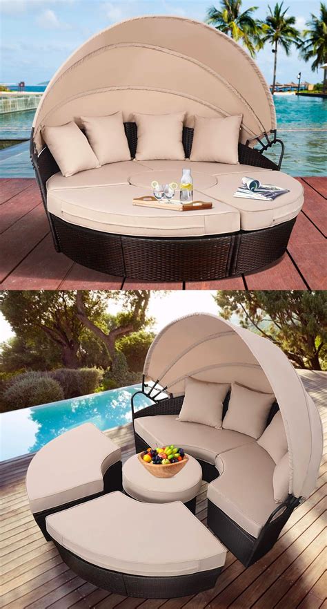 Recommended toddler camping chair with canopy. Round-Outdoor-Chaise-Lounge-Convertible-With-Canopy-and ...