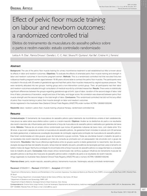Pdf Effect Of Pelvic Floor Muscle Training On Labour And Newborn Outcomes A Randomized