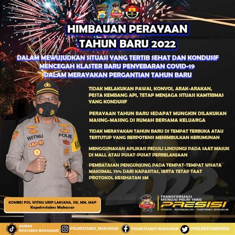 Himbauan Kapolrestabes Makassar Dalam Perayaan Tahun Baru 2022 Lensa