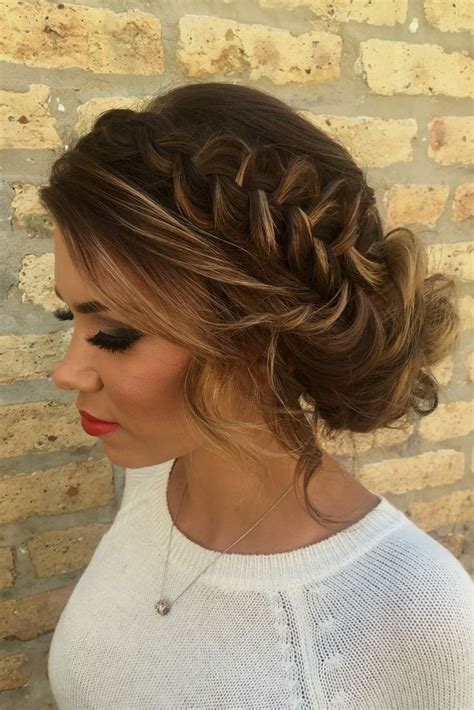 Braided Updo With Face Framing Pieces Smoky Eye A