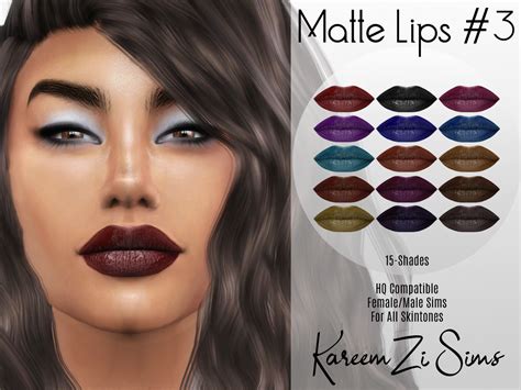 Kareemzi Sims Ts4 Matte Lips 3 15 Shades Dark Colors Hq