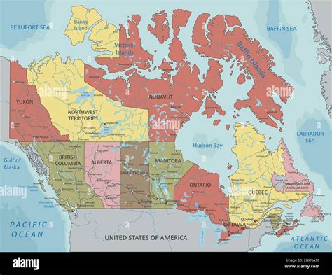 Canada Highly Detailed Editable Political Map With Labeling Stock
