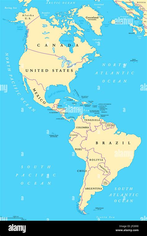 Political Map Of North America And South America Map Poin