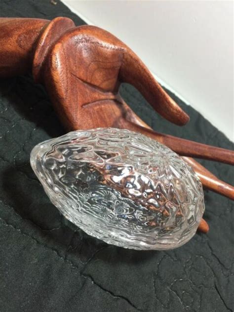 Vintage Crystal Glass Egg Shape With Lid Trinket Box Thumbprint Ebay