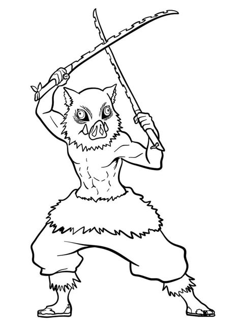 Inosuke Sketch Coloring Page Anime Coloring Pages