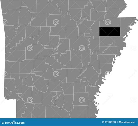 Location Map Of The Poinsett County Of Arkansas Usa Stock Vector