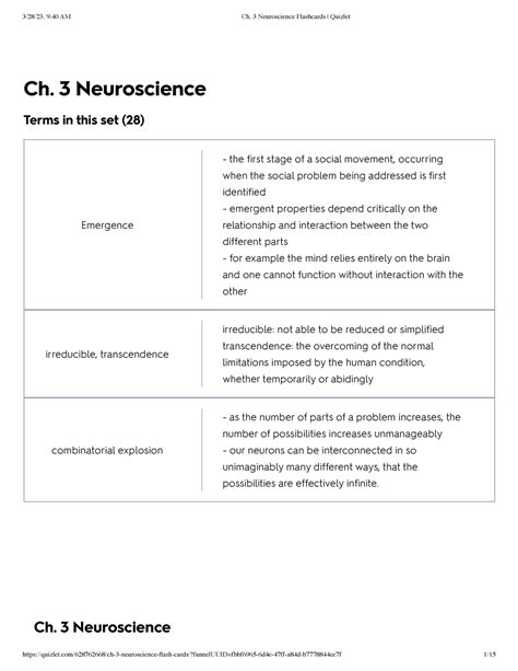 Ch. 3 Neuroscience Flashcards Quizlet - Ch. 3 Neuroscience Terms in