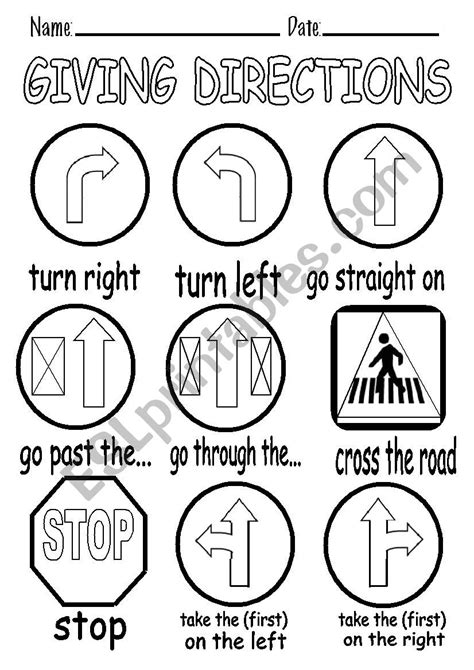 Giving Directions Picture Dictionary Esl Worksheet By Elenarobles29