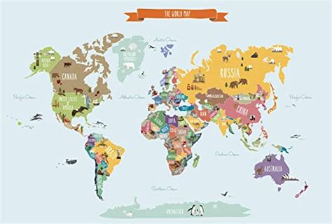 Simple Shapes Countries Of The World Map Poster Wall
