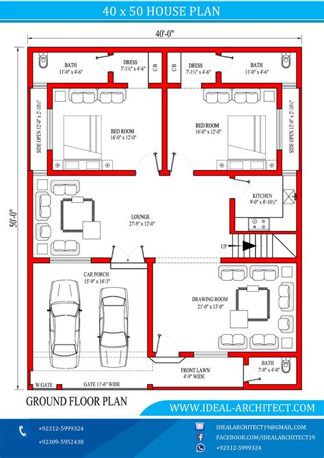 40x50 House Plan 8 Marla House Plan