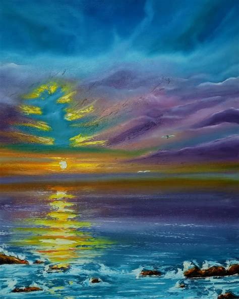 The Sunset Reflection Painting By Firdaws Benmoussa Saatchi Art