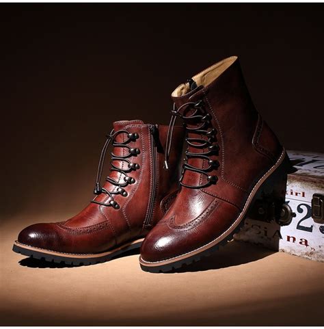 Handmade Men Lace Up Ankle High Leather Boot Men Leather Boots Men Brown Boot On Storenvy