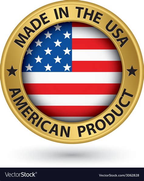 Made In The Usa American Product Gold Label With Vector Image