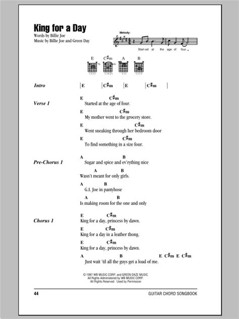 Ever to be lost between us. King For A Day by Green Day - Guitar Chords/Lyrics ...