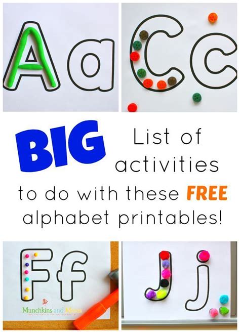 Free Alphabet Printables And Activity Ideas Munchkins And Moms Free