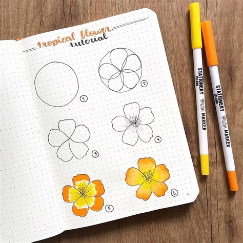What A Great Way To Draw Perfect Flower Doodles For Your Bullet Journal