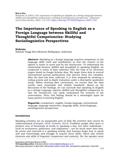 Pdf Importance Of Speaking In English As A Foreign Language Between