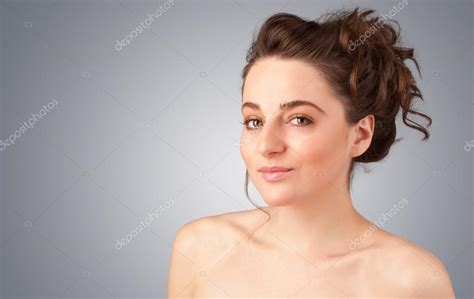 Porträt von schöne junge Mädchen nackt Nahaufnahme Stockfoto