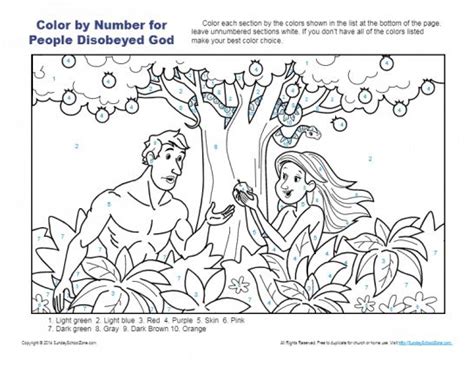 Color By Number Bible Coloring Pages On Sunday School Zone Bible