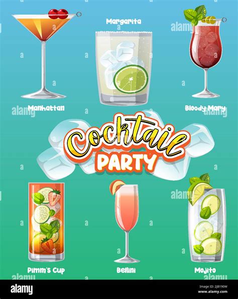 Cocktail Party Menu Banner Illustration Stock Vector Image And Art Alamy