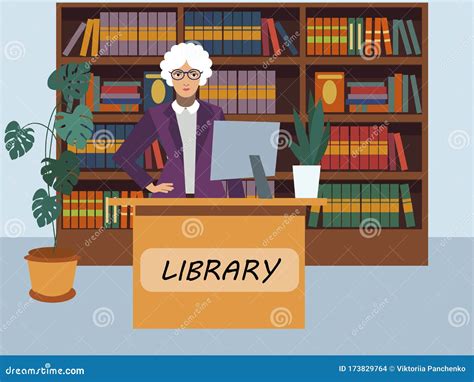 Librarian Library Staff Cataloguing And Sorting Books Vector