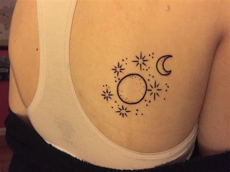 Simple Universe Tattoo Sun Moon Planet Stars Lines Sleeve