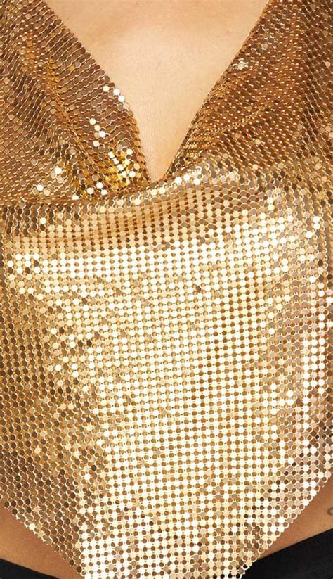 Gold Chainmail Triangle Draped Top